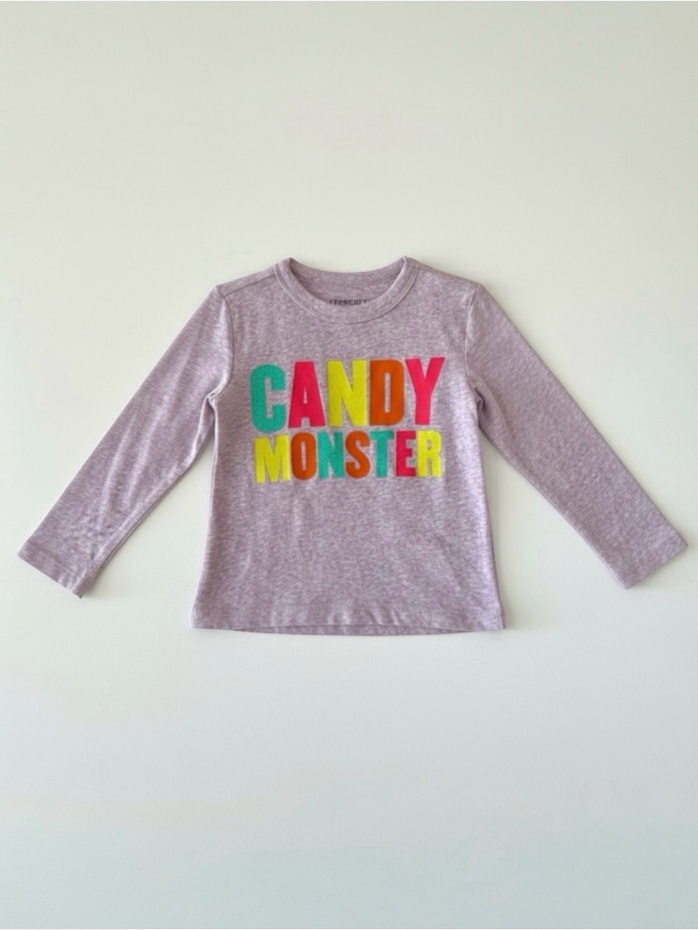 NWT Crewcuts J.Crew Candy Monster Long Sleeve Tee Heather Purple Girls 2T